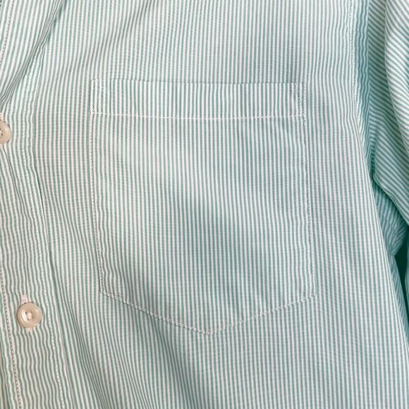 J. Crew Oversized Secret Wash Banker Stripe Button Down Shirt Green - Picture 8 of 13